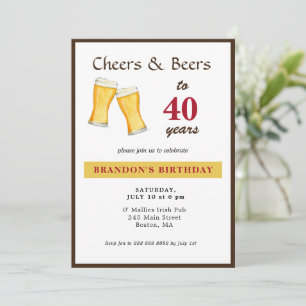 Salutations et bières 40e anniversaire Invitation