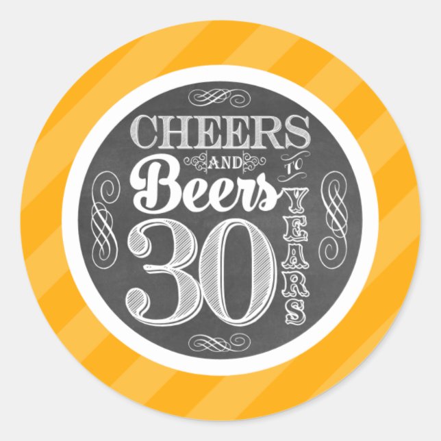 Salutations et bières à 30 ans Stickers ronds Étiq (Devant)
