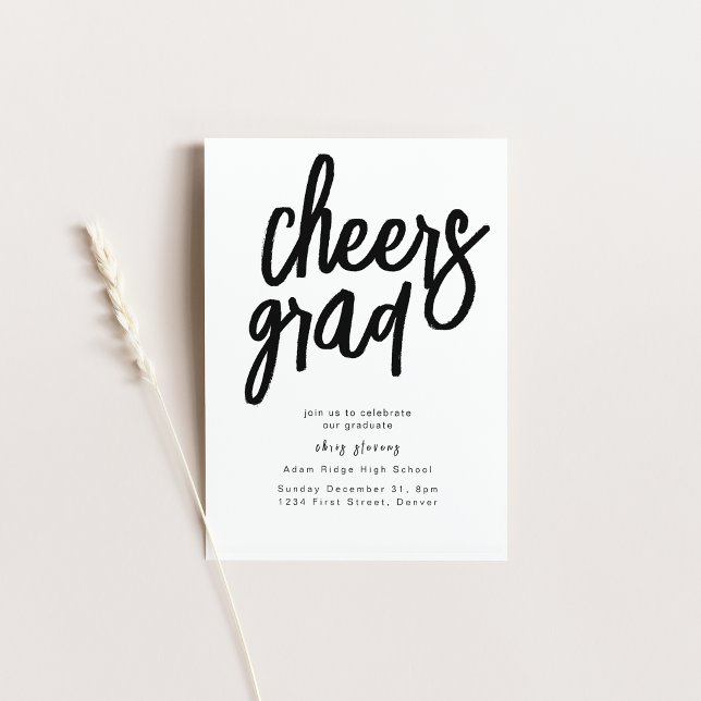 Salutations Grad Party Black and White Invitation (Créateur téléchargé)