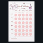 Salutations Pour Aimer Carte De Scorecard De Dégus<br><div class="desc">Une carte de performance de dégustation de vin conçue pour correspondre à notre collection de Fêtes des mariées de dégustation de vins "Cheers To Love". Inclure espace pour nom, notes de dégustation et notes sur six vins, vin préféré. Au verso, les clients peuvent prendre des notes ou ajouter des commentaires...</div>