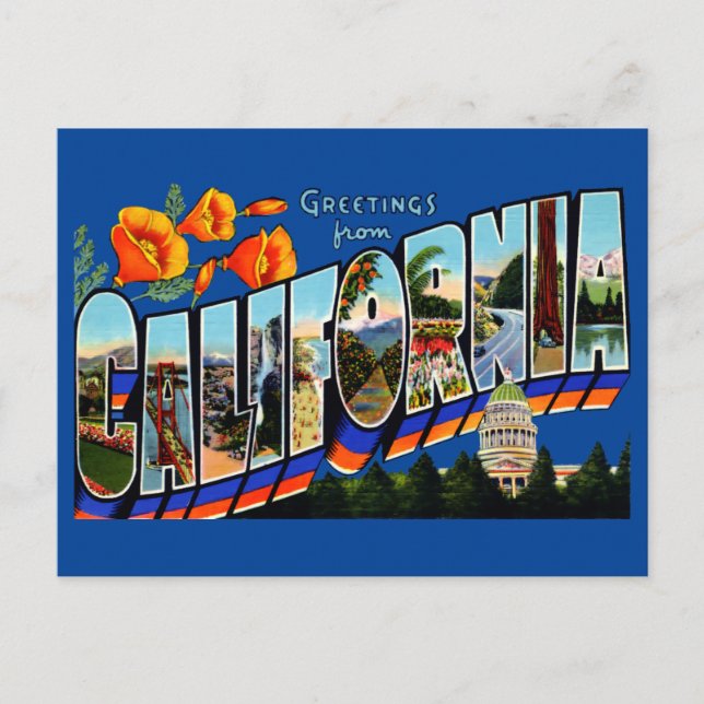 Salutations vintages de California Travel Carte Po (Devant)