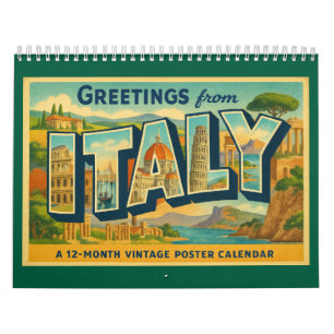 Salutations vintages de Italie Calendrier de Voyag