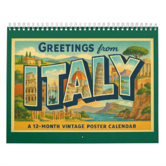 Salutations vintages de Italie Calendrier de Voyag