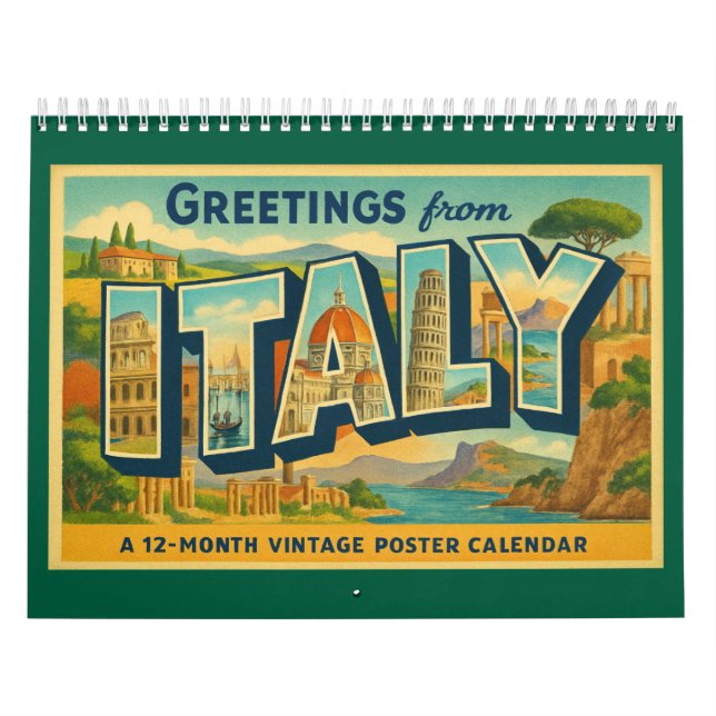 Salutations vintages de Italie Calendrier de Voyag (Protection)