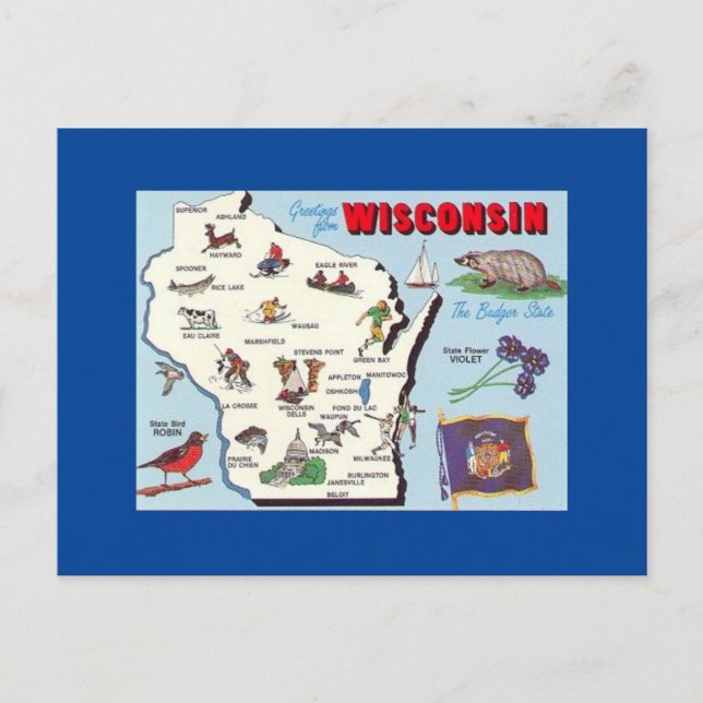 Salutations vintages de la carte postale Wisconsin (Devant)