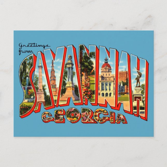 Salutations vintages de Savannah Travel Carte Post (Devant)