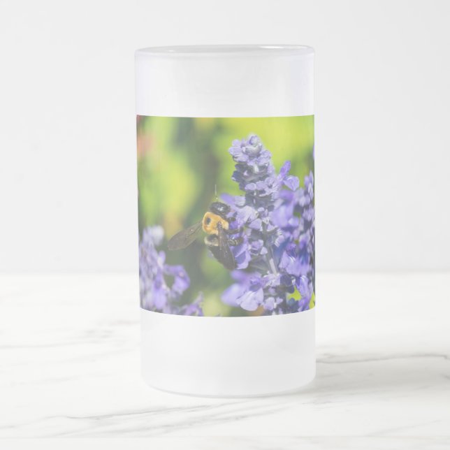 Salvia Avec Bumblebebe Frosted Glass Beer Mug (Centre)
