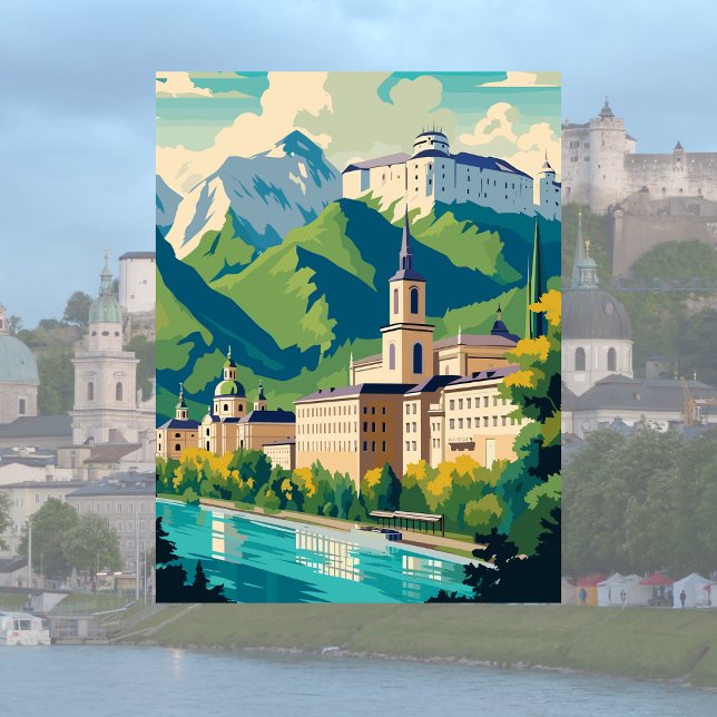 Salzbourg, Autriche Carte postale Illustration (Salzburg, Austria )