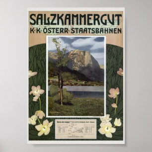 Salzkammergut Autriche Affiche Vintage 1910