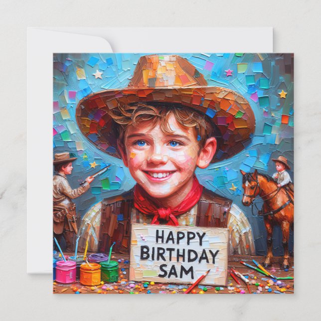SAM ~ Carte d'anniversaire ~ Cowboy ~ Carte d'appa (Devant)