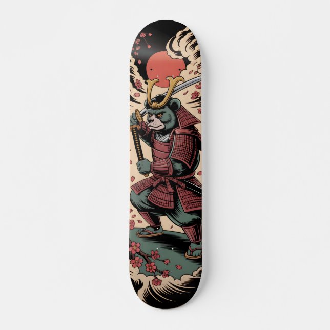 Samouraï Ours Vert guerrier Skateboard (Devant)