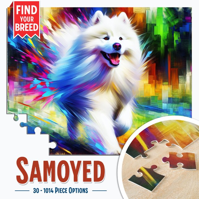 Samoyed Chien Acrylique Art Jigsaw Puzzle Puzzle (Samoyed Dog Jigsaw Puzzle | Acrylic Art Portrait)