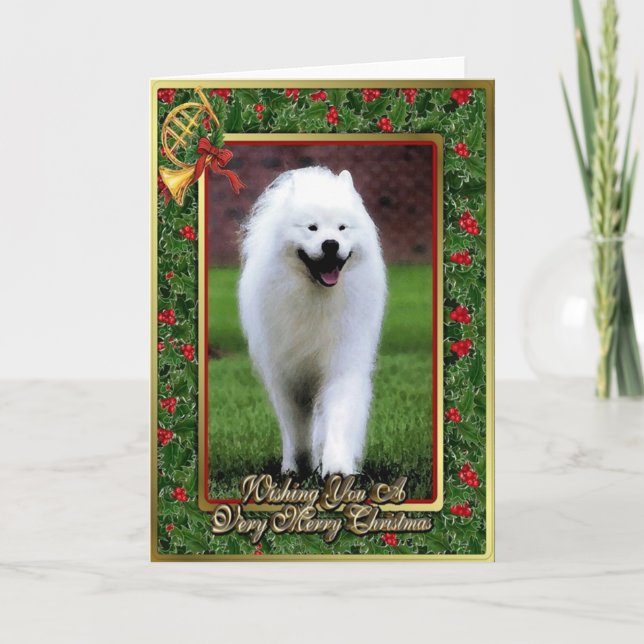 Samoyed Chien Blank Carte de Noël (Devant)