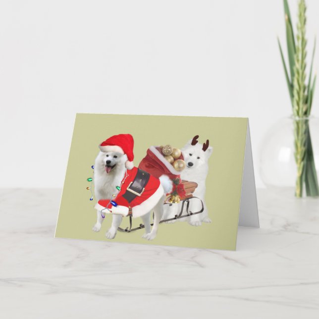 Samoyed Père Noël et cartes d'assistance (Devant)