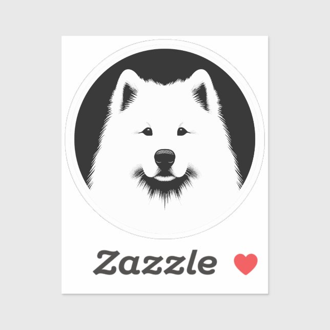 Samoyed Pop Art Classic Round Sticker Black White (Feuille)