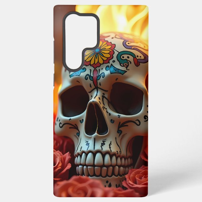 Samsung Galaxy Edgy Skull avec Rose et Coque de feu - iPhone (Verso)