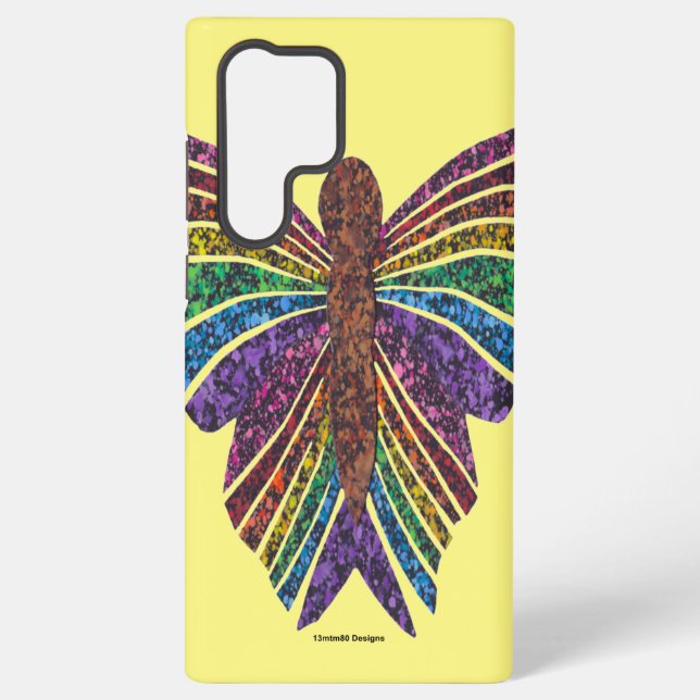 Samsung Galaxy Papillon Arc-en-ciel (jaune) - Coque de téléphone  (Verso)