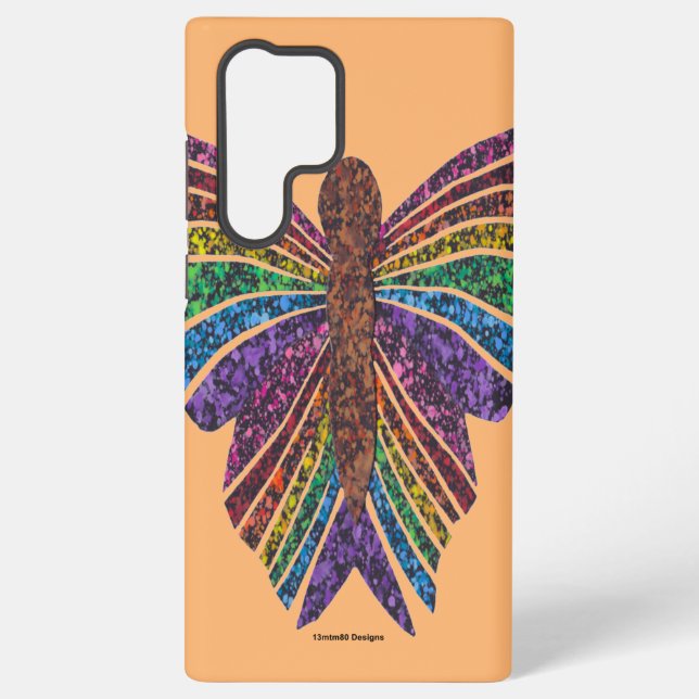 Samsung Galaxy Papillon Arc-en-ciel (orange) - Coque de téléphone (Verso)