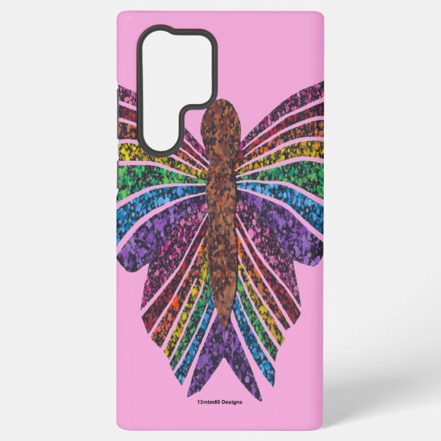 Samsung Galaxy Papillon Arc-en-ciel (rose) - Coque de téléphone S (Verso)