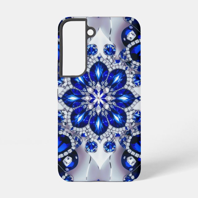 Samsung Galaxy S22 Coque avec couleurs Bleues Blan (Verso)