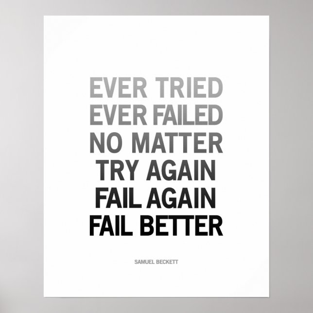Samuel Beckett poster de citation noir et blanc (Devant)