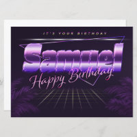 Samuel prénom carte rétro lilas anniversaire