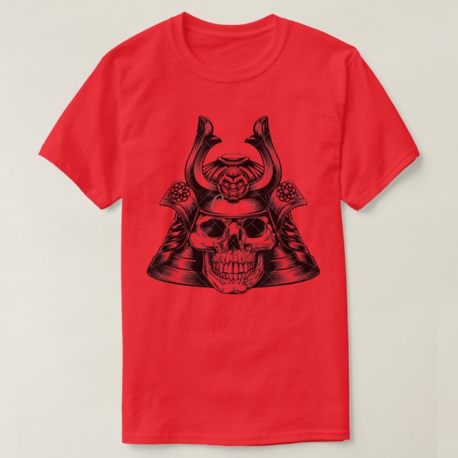 Samurai Crâne design Kabuto T-shirt (Design devant)