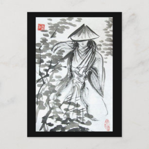 Samurai dans la carte postale de la forêt