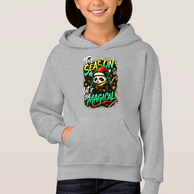 Samurai Panda Girls' Hoodie Magical Christmas art (Devant)