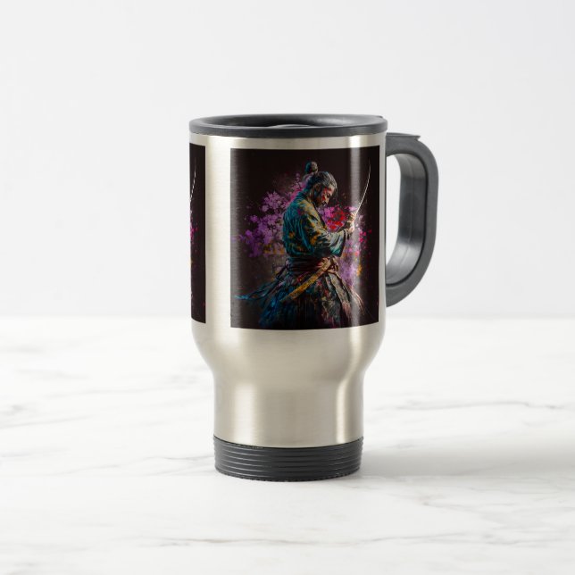 Samurai Peinture Voyage / Mug de navette, 15 oz (Devant droit)