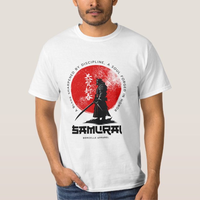 Samurai Print Cotton T-Shirt – Bold & Stylish  (Devant)