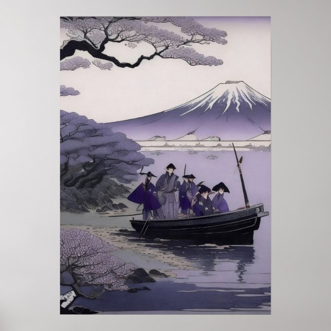 Samurai Wall Art Mount Fuji Japanese Poster (Devant)