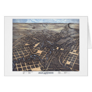 San Antonio, Texas, carte antique aérienne de la v