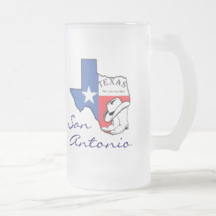 San Antonio Texas State Map, Étoile, Bottes, Mug C