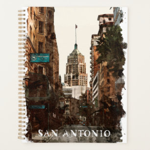 San Antonio Texas Vintage City Travel Watercolor