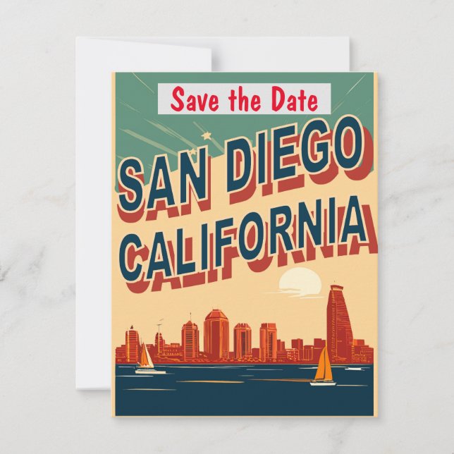 San Diego, CA, Sauvegarder la date, Carte postale  (Devant)
