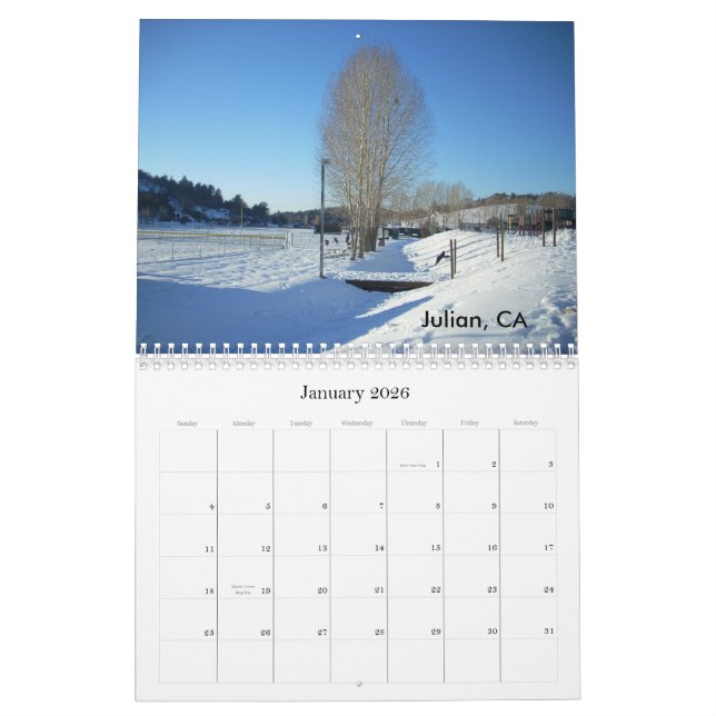 San Diego, calendrier de CA (Jan 2026)