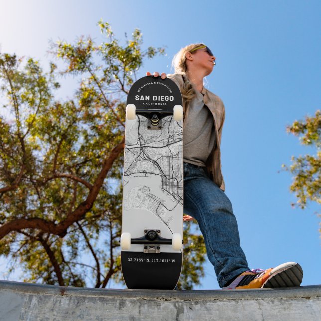 San Diego, California City Map Skateboard (Extérieur 1)