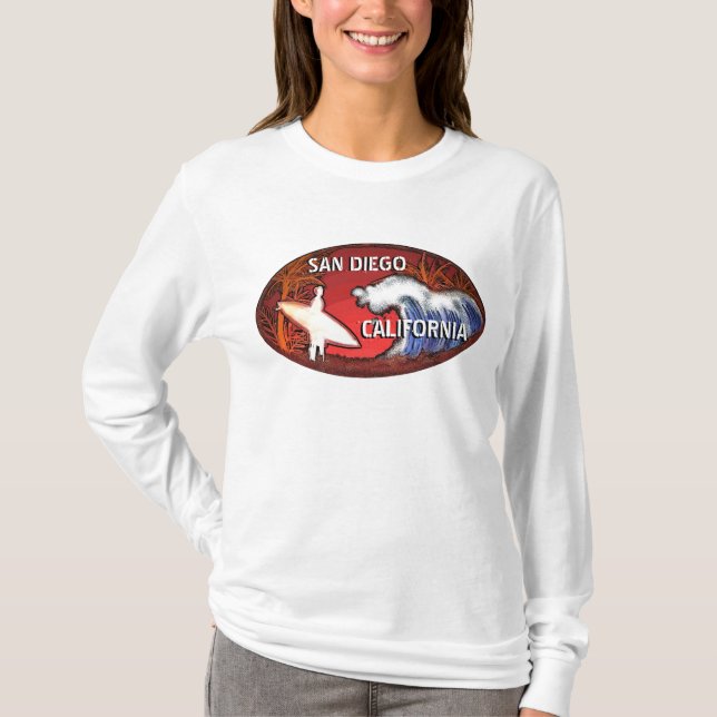 San Diego California surfer art dames sweat - shir (Devant)