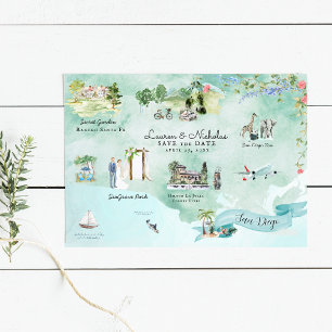 San Diego Carte d'itinéraire de mariage de desti