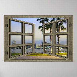 San Diego City Scape Through Open Window Poster