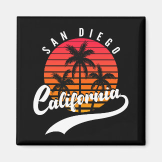 San Diego Retro Sunset Et Palmiers Magnet