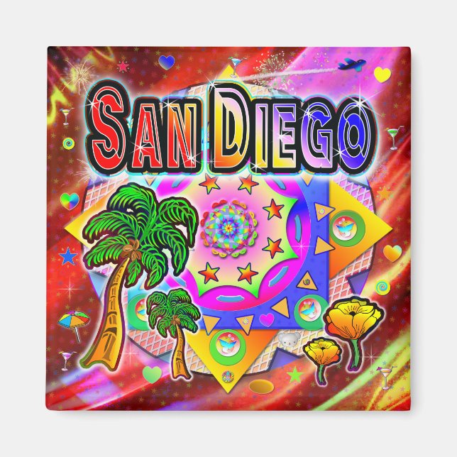 San Diego Tropical Friends Magnet (Devant)