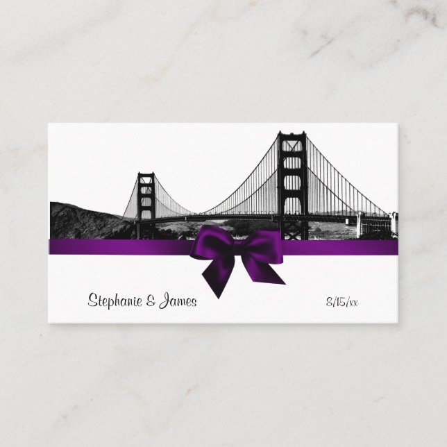 San Fran Skyline Etted BW Purple Place Cartes #2 (Devant)
