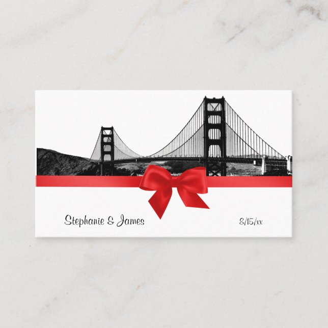San Fran Skyline Etted BW Red Place Cartes #2 (Devant)