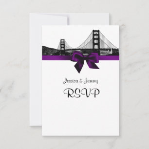 San Fran Skyline Gravé BW Menu RSVP Violet