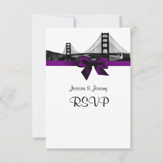 San Fran Skyline Gravé BW Menu RSVP Violet