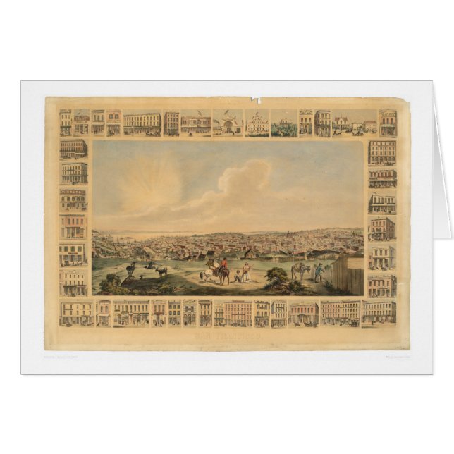 San Francisco, carte panoramique 1860 (1162A) de (Devant horizontal)