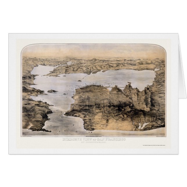 San Francisco, carte panoramique de CA - 1876 (Devant horizontal)