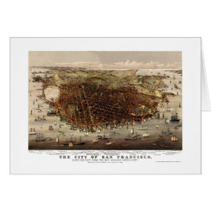 San Francisco, carte panoramique de CA - 1878